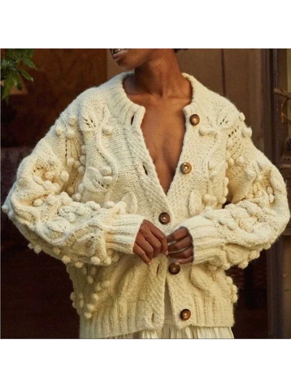 Doen Skye Cardigan Sweater Sz M-L Cream